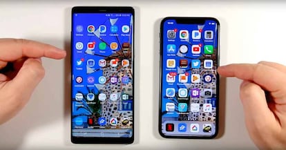 El Samsung Galaxy Note 8 junto al iPhone X