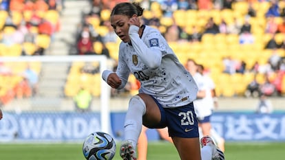 Trinity Rodman durante el partido entre Estados Unidos y Países Bajos en la fase de grupos del Mundial de Australia y Nueva Zelanda.