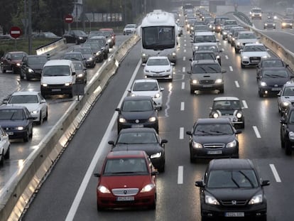 Atasco en un acceso a Madrid.