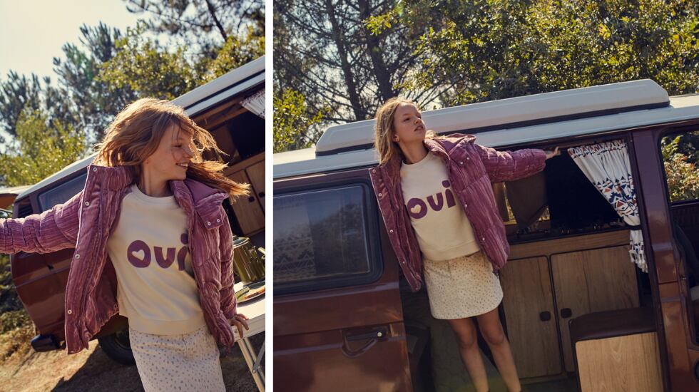 Sudadera en tonos rosas.