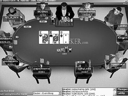 Una mesa llena de jugadores en Partypoker.com