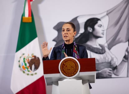 Claudia Sheinbaum Pardo durante la conferencia matutina en Palacio Nacional.