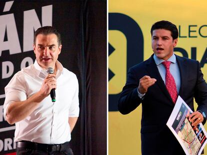 Los candidatos a la gubernatura de Nuevo León Adrián de la Garza y Samuel García.