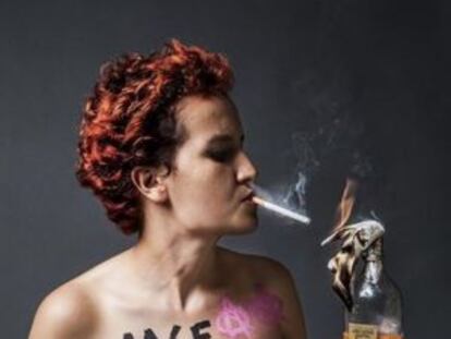 Última foto de Amina semidesnuda publicada en la página de Femen.