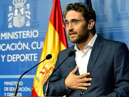 Màxim Huerta presenta su dimisión como ministro de Cultura y Deporte, el 13 de junio de 2018.