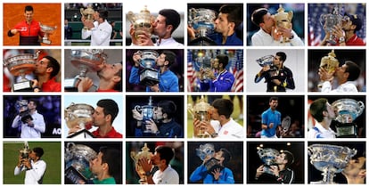 Los 23 grandes conquistados por Novak Djokovic.
