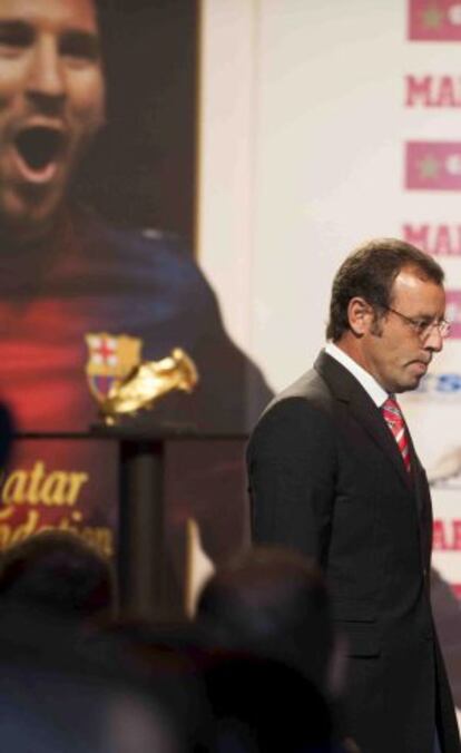 Rosell, durante la entrega de la Bota de Oro a Messi.