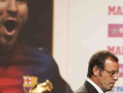 Rosell, durante la entrega de la Bota de Oro a Messi.