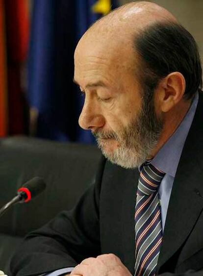 Alfredo Pérez Rubalcaba, en su comparecencia.