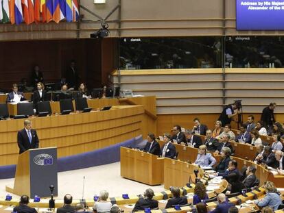 Intervenci&oacute;n del rey Guillermo de Holanda en la Euroc&aacute;mara.