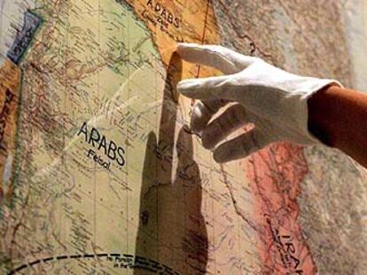 Mapa de Oriente Próximo de Lawrence de Arabia expuesto en Londres.