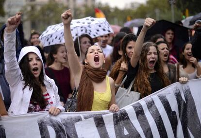 Protesta de estudiantes en Barcelona.