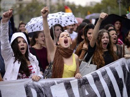 Protesta de estudiantes en Barcelona.
