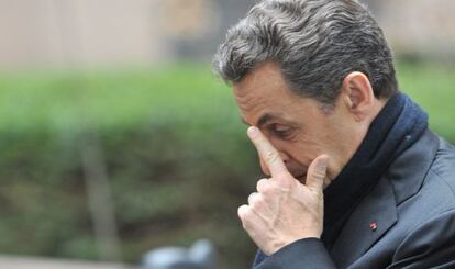 El presidente franc&eacute;s Nicolas Sarkozy, este viernes en Bruselas.