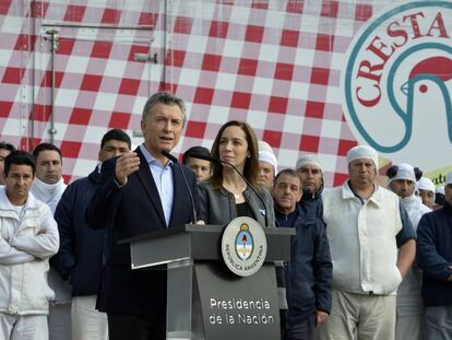 El presidente Mauricio Macri anuncia el veto a la ley antidespidos.