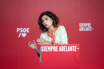 La vicesecretaria general del PSOE y ministra de Hacienda en funciones, María Jesús Montero, en un acto del PSOE.