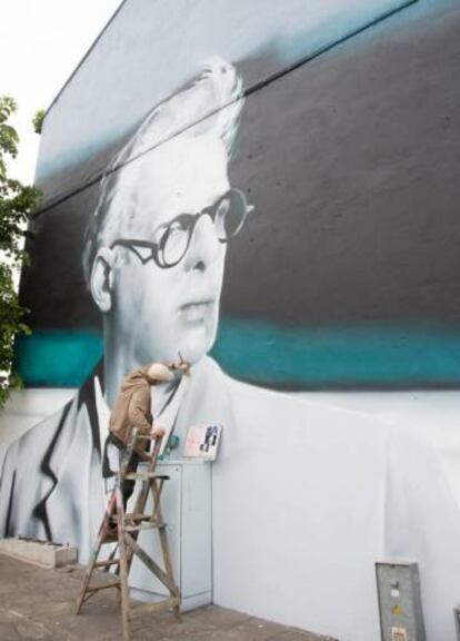 Un mural de Yeats en la seva ruta literària.