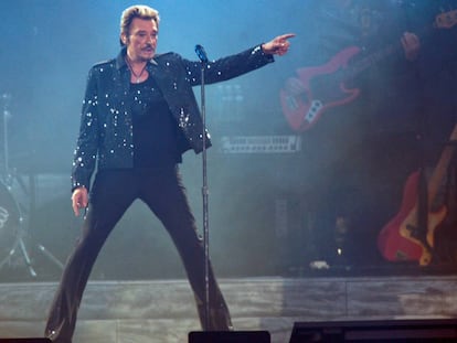 El cantante francés Johnny Hallyday en un concierto en París, en 2009.