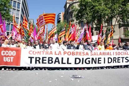 Cabecera de la manifestaci&oacute;n en Barcelona.