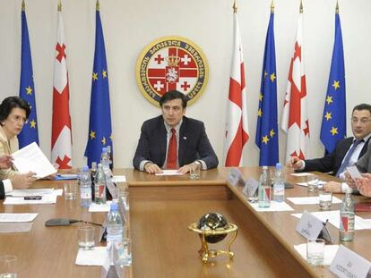 El presidente georgiano, Mikhail Saakashvili, en Tiblisi
