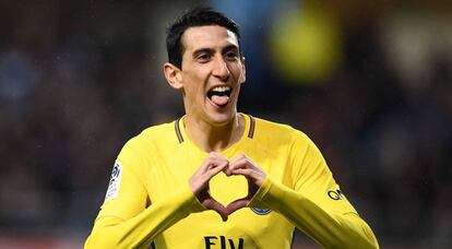 Ángel di María celebra su gol al Troyes.