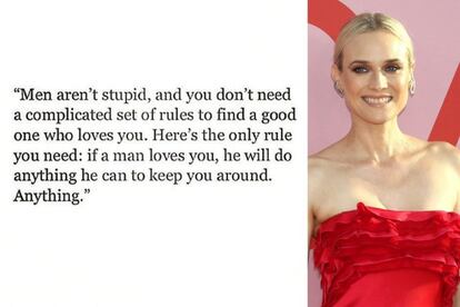 EL CLÁSICO MENSAJE CRÍPTICO. Diane Kruger es aficionada a colgar frases inspiradoras en su cuenta de Instagram. Sin embargo, en plena ruptura del actor Joshua Jackson, en 2016, la intérprete de 'Troya' colgaba esta frase, bastante más triste de lo habitual. "Los hombres no son estúpidos, y no necesitas una lista complicada de reglas para encontrar uno bueno y que te quiera. Aquí tienes la única regla: si un hombre te ama, hará todo lo posible por mantenerte cerca. Todo". Nada que añadir.