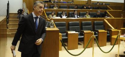 El 'lehendakari' Iñigo Urkullu al término de su intervención ante el pleno del Parlamento vasco. 