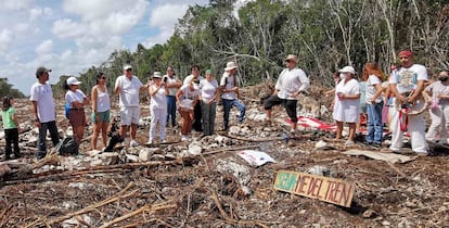 Protestas contra el Tramo 5 del Tren Maya en México.