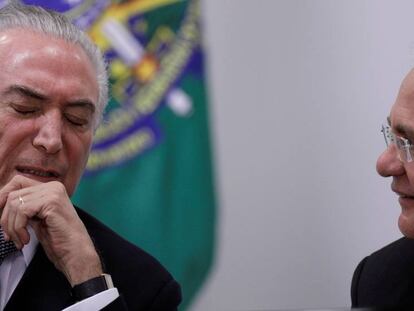 Temer e Renan nesta terça-feira, em Brasília.