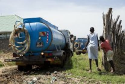 Camiones de provisiones en Juba (Sudán del Sur).