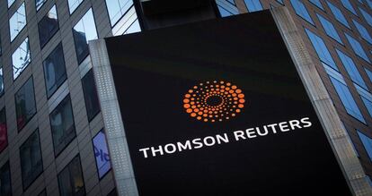 Un cartel de Thomson Reuters en Times Square, Nueva York.
