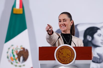 Claudia Sheinbaum en Palacio Nacional, en Ciudad de México, este miércoles. 