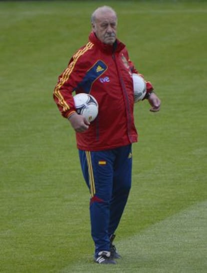 Del Bosque, durante un entrenamiento.