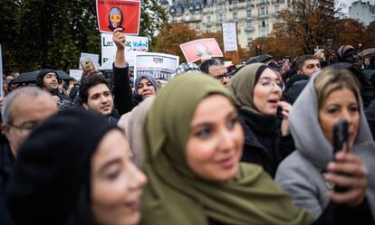 Protesta contra la islamofobia, el pasado domingo en París. 