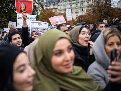 Protesta contra la islamofobia, el pasado domingo en París. 