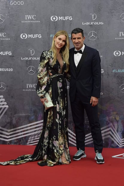 El exfutbolista portugués Luis Figo y su esposa, Helen Svedin, en los premios Laureus.