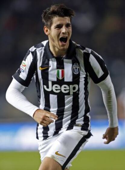 Morata celebra un gol al Empoli en noviembre.