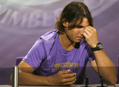 Rafael Nadal, durante la rueda de prensa en la que ha anunciado que no participará en Wimbledon