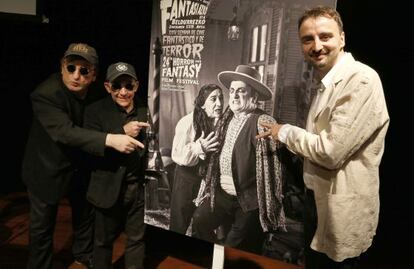 Gurruchaga, Popotxo y Beltrán, durante la presentación del cartel de la Semana de Cine Fantástico y de Terror.