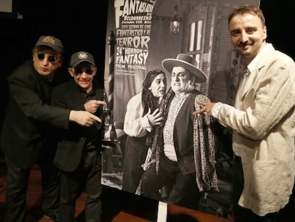 Gurruchaga, Popotxo y Beltrán, durante la presentación del cartel de la Semana de Cine Fantástico y de Terror.