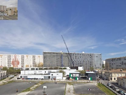 Los tres edificios del Grand Parc de Burdeos, en 2013 tras acabar la reforma del primero de ellos.