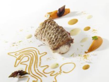 Lubina sobre relieve de Nazca con escabeche de choclos, una nueva propuesta de El Celler de Can Roca.