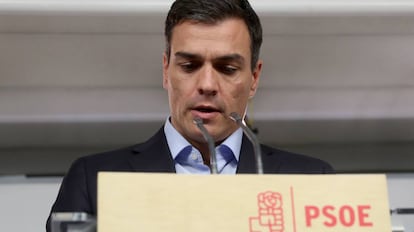 Roda de premsa de Pedro Snchez desprs de la reuni de la Comissi Permanent del PSOE.