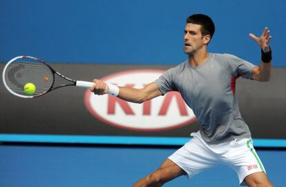 Djokovic, en un entrenamiento en Melbourne.