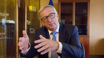 Jean-Claude Juncker, durant l'entrevista, al seu despatx d'Estrasburg.
