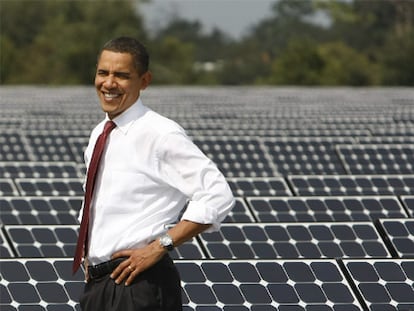 Obama, en una planta solar en Florida.