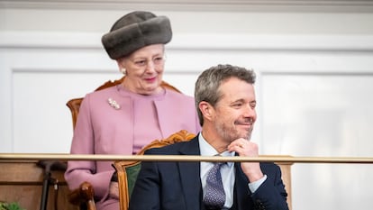 King Frederick X of Denmark and Queen Margrethe visit the Folketingsalen (Danish Parliament) in Copenhagen on January 15, 2024.