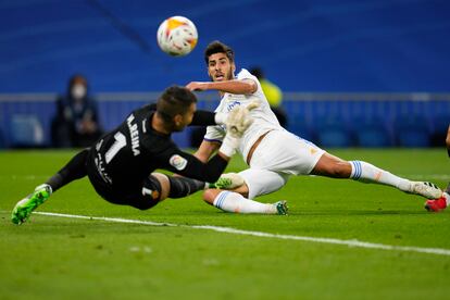 Marco Asensio marca el tercer gol del Real Madrid al Mallorca, su segundo tanto de la noche.