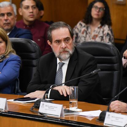 Los ministros de la SCJN: Loretta Ortiz, Jorge Mario Pardo y Alberto Pérez Dayán, en la primer mesa de diálogos sobre la reforma al Poder Judicial.