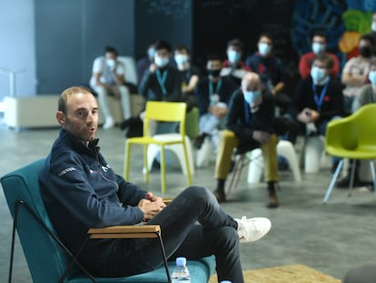 Alejandro Valverde, el viernes pasado en la escuela 42.